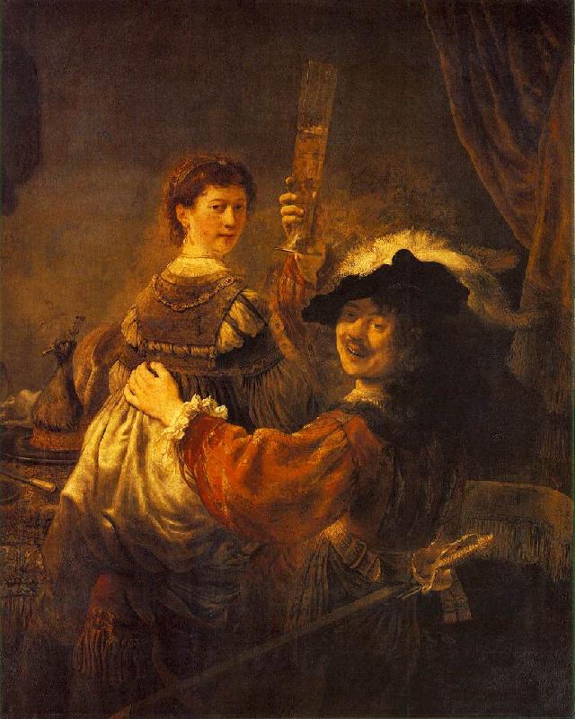 REMBRANDT Harmenszoon van Rijn Rembrandt and Saskia in the Scene of the Prodigal Son in the Tavern dh Sweden oil painting art